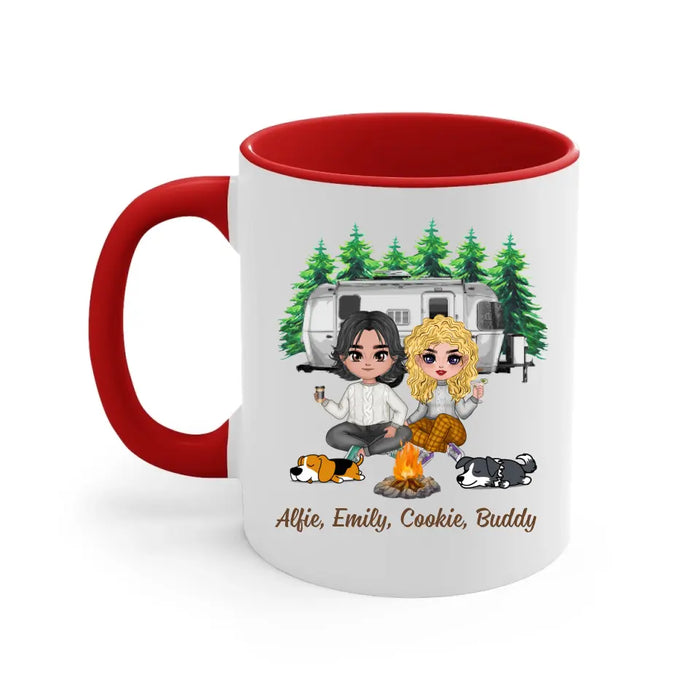 Up To 2 Dogs Camping Partners For Life - Personalized Mug For Couples, Camping, Valentine's Day