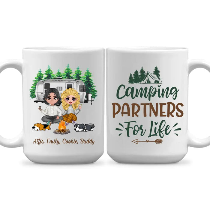 Up To 2 Dogs Camping Partners For Life - Personalized Mug For Couples, Camping, Valentine's Day