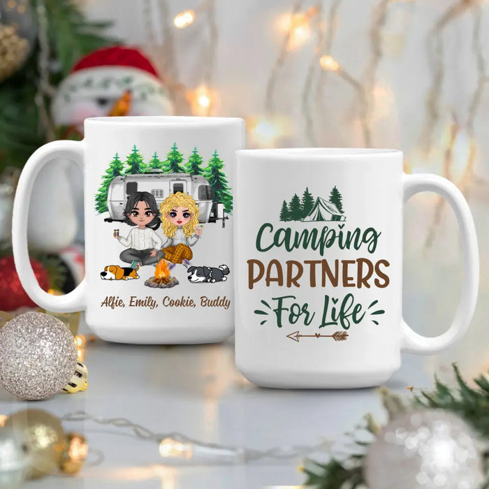 Up To 2 Dogs Camping Partners For Life - Personalized Mug For Couples, Camping, Valentine's Day