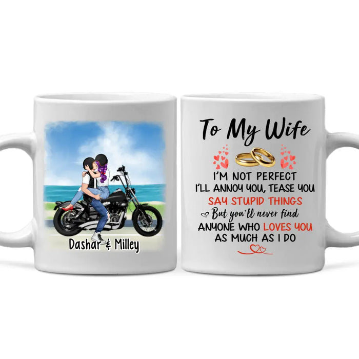 To My Wife Kissing Motorcycle Couple - Personalized Mug For Couples, For Her, Motorcycle Lovers