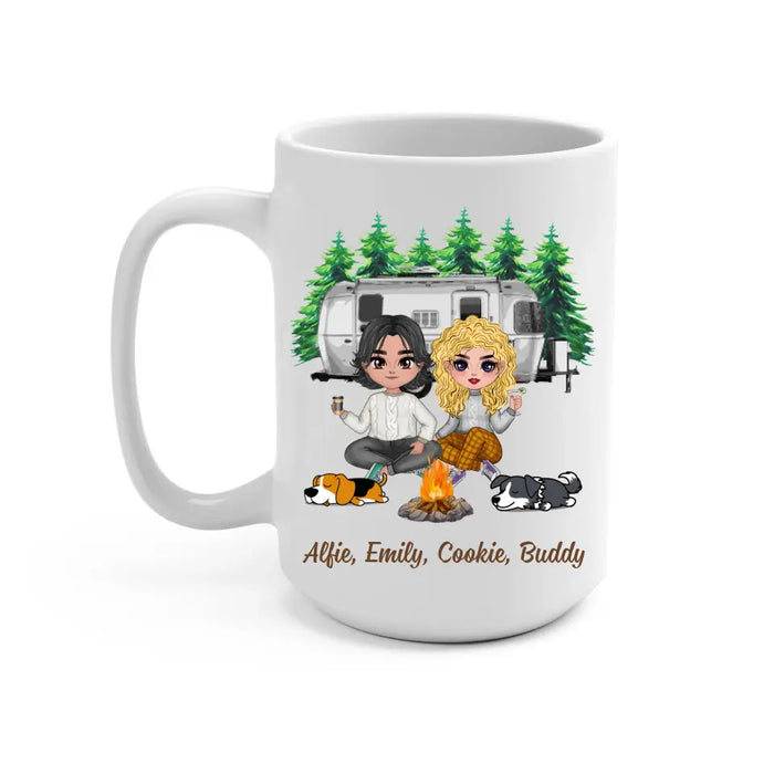 Up To 2 Dogs Camping Partners For Life - Personalized Mug For Couples, Camping, Valentine's Day