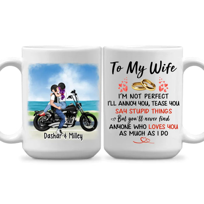 To My Wife Kissing Motorcycle Couple - Personalized Mug For Couples, For Her, Motorcycle Lovers