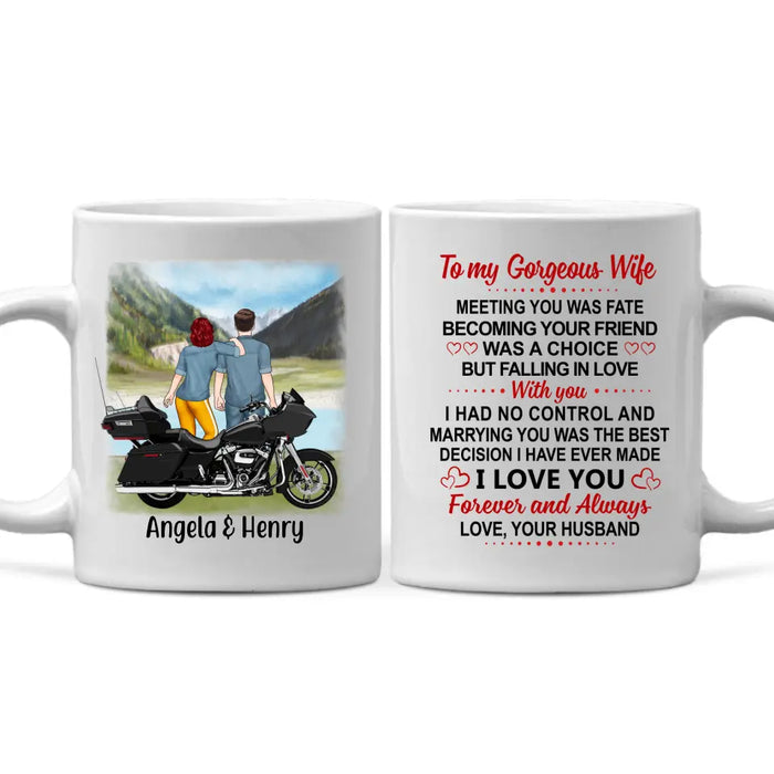 To My Wife Marrying You Was The Best Decision - Personalized Mug For Couples. For Her, Motorcycle Lovers