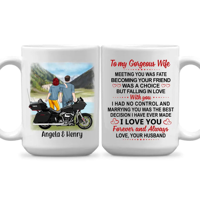 To My Wife Marrying You Was The Best Decision - Personalized Mug For Couples. For Her, Motorcycle Lovers