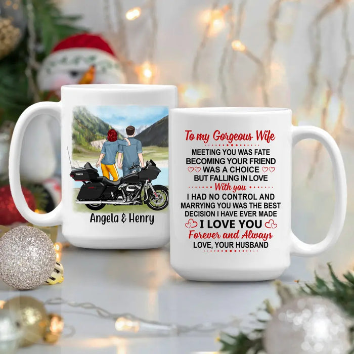 To My Wife Marrying You Was The Best Decision - Personalized Mug For Couples. For Her, Motorcycle Lovers