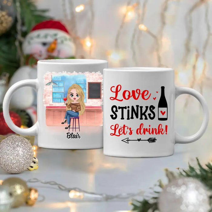 Up To 3 Chibi Love Stinks Let's Drink - Personalized Mug For Her, Valentine's Day