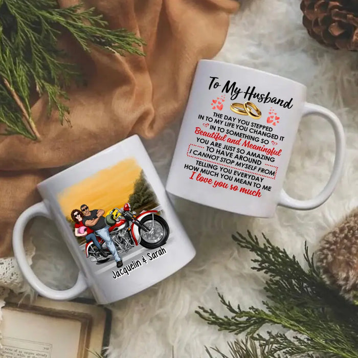 To My Husband - Personalized Gifts Custom Motorcycle Mug For Him For Couples For Him, Motorcycle Lovers