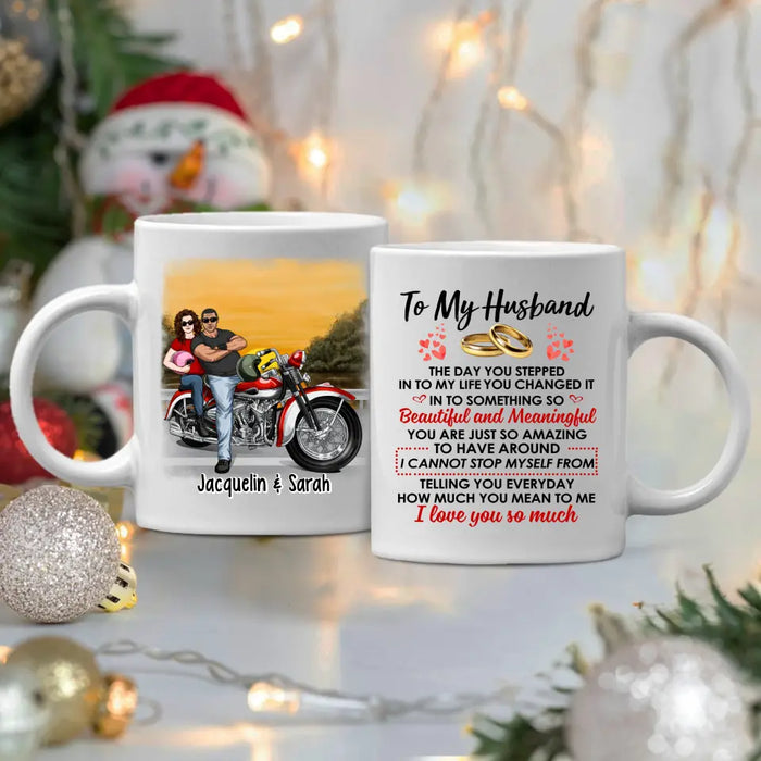 To My Husband - Personalized Gifts Custom Motorcycle Mug For Him For Couples For Him, Motorcycle Lovers