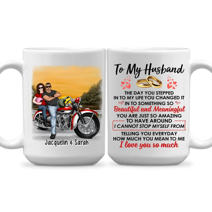 To My Husband - Personalized Gifts Custom Motorcycle Mug For Him For Couples For Him, Motorcycle Lovers