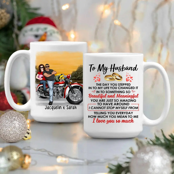 To My Husband - Personalized Gifts Custom Motorcycle Mug For Him For Couples For Him, Motorcycle Lovers