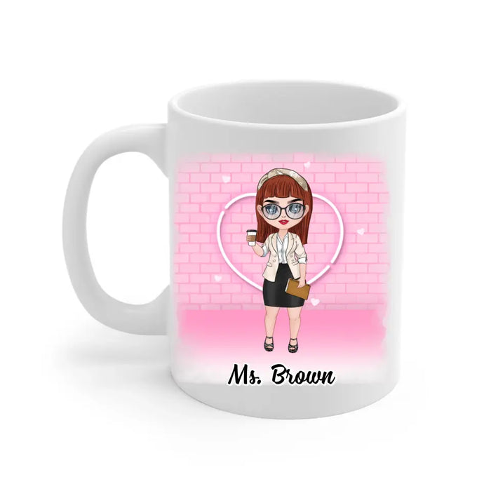 Up To 3 Chibi Happy Valentine's Day To The Best Teacher - Personalized Mug For Teachers