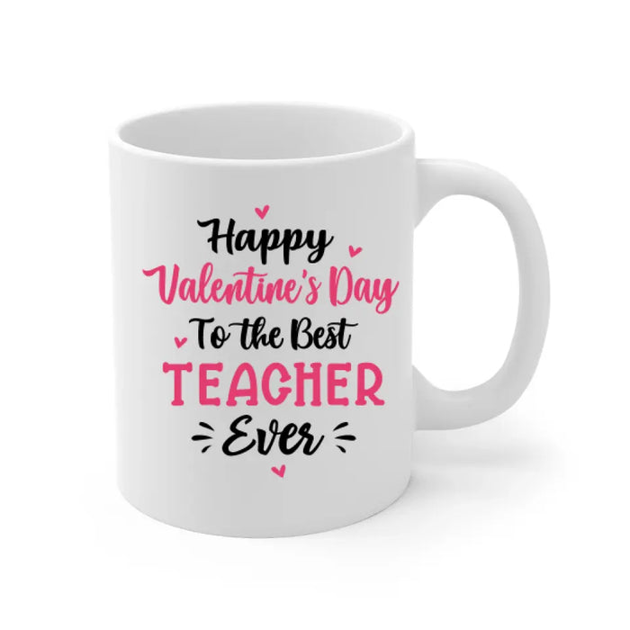 Up To 3 Chibi Happy Valentine's Day To The Best Teacher - Personalized Mug For Teachers