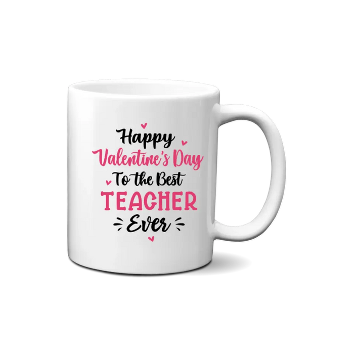 Up To 3 Chibi Happy Valentine's Day To The Best Teacher - Personalized Mug For Teachers