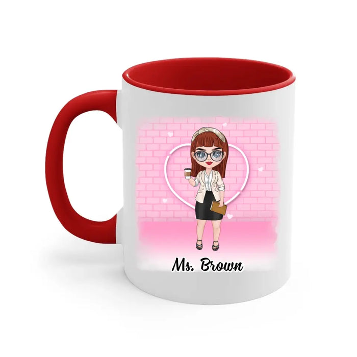 Up To 3 Chibi Happy Valentine's Day To The Best Teacher - Personalized Mug For Teachers