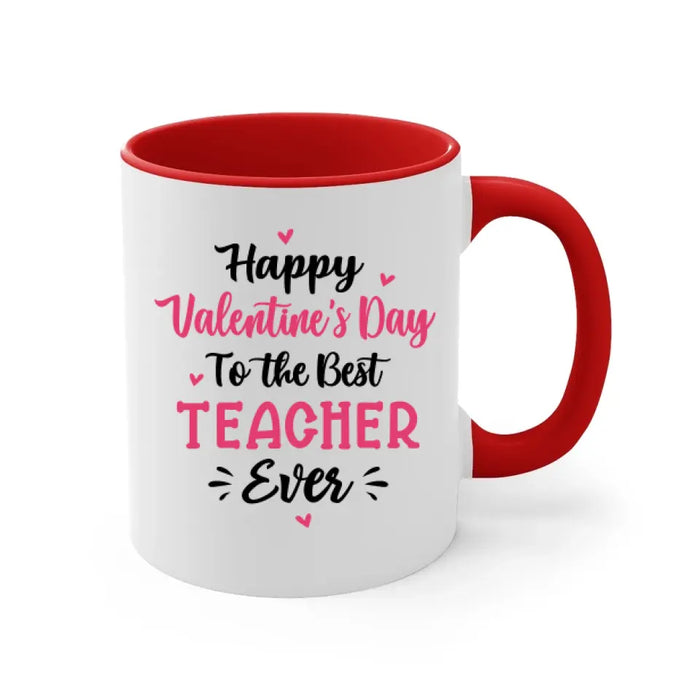 Up To 3 Chibi Happy Valentine's Day To The Best Teacher - Personalized Mug For Teachers