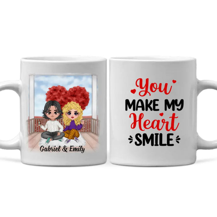 You Make My Heart Smile - Personalized Mug For Couples, For Her, For Him