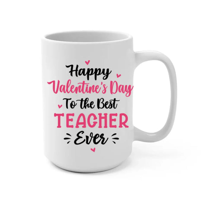 Up To 3 Chibi Happy Valentine's Day To The Best Teacher - Personalized Mug For Teachers