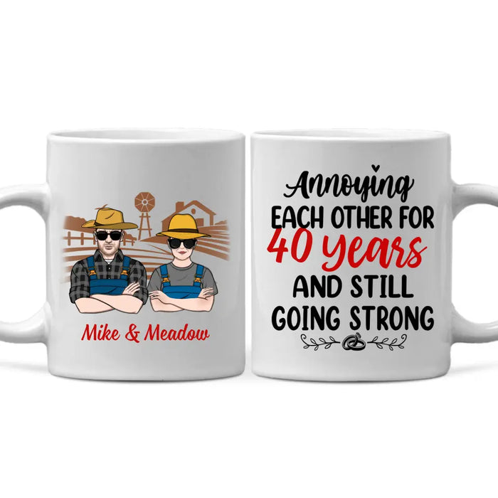 Older Couple Annoying Each Other For - Personalized Mug For Couples, Her, Him, Farmer, Anniversary