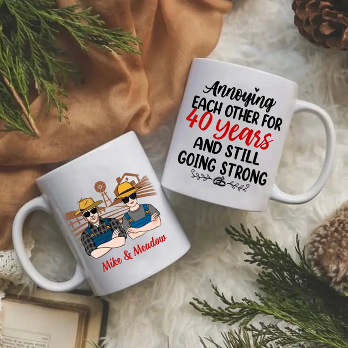 Older Couple Annoying Each Other For - Personalized Mug For Couples, Her, Him, Farmer, Anniversary