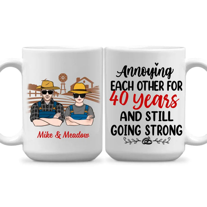 Older Couple Annoying Each Other For - Personalized Mug For Couples, Her, Him, Farmer, Anniversary