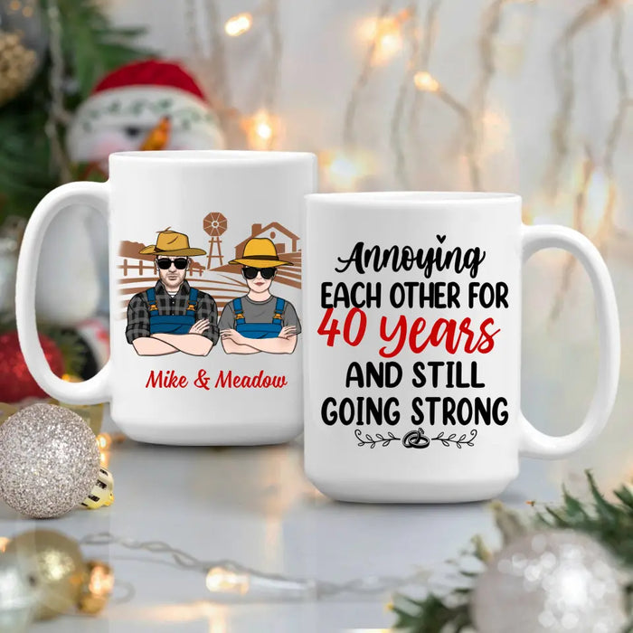 Older Couple Annoying Each Other For - Personalized Mug For Couples, Her, Him, Farmer, Anniversary