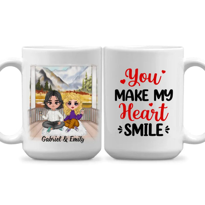 You Make My Heart Smile - Personalized Mug For Couples, For Her, For Him