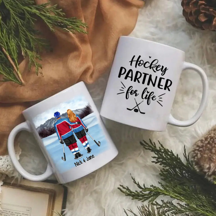 Hockey Partners For Life - Personalized Mug For Couples, Him, Her, Hockey