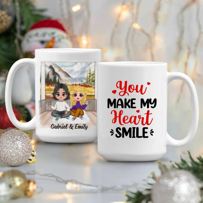 You Make My Heart Smile - Personalized Mug For Couples, For Her, For Him