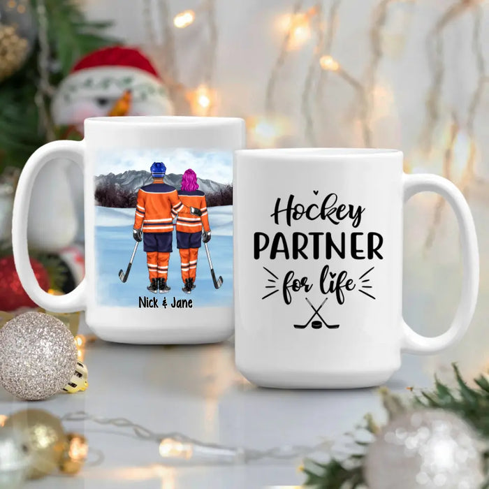 Hockey Partners For Life - Personalized Mug For Couples, Him, Her, Hockey
