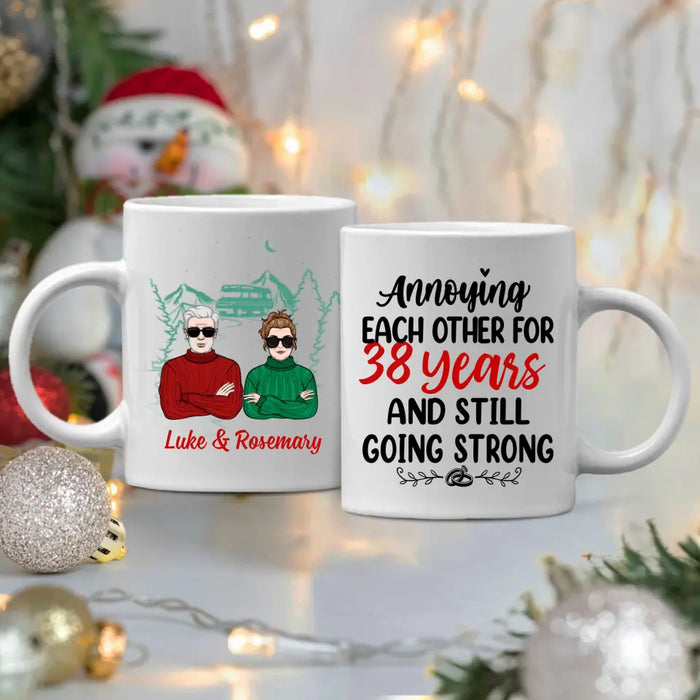 Older Couple Annoying Each Other For - Personalized Mug For Couples, Her, Him, Camping, Anniversary