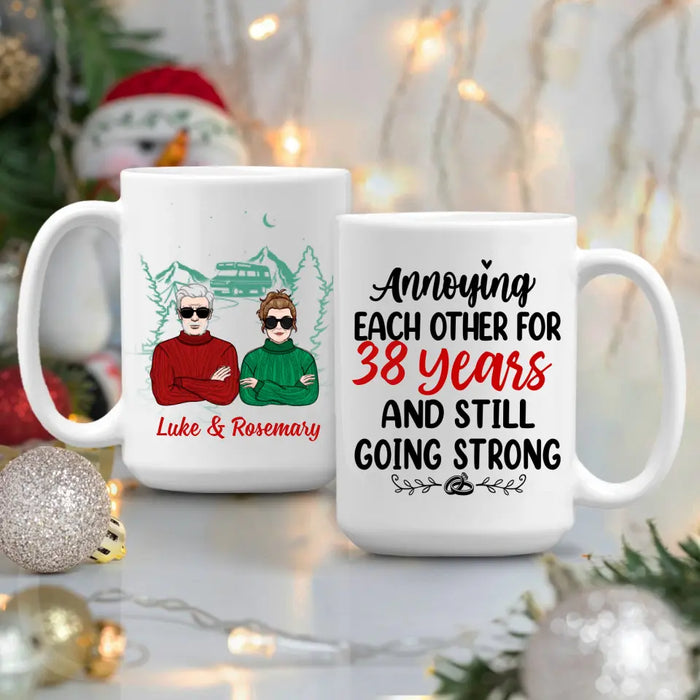 Older Couple Annoying Each Other For - Personalized Mug For Couples, Her, Him, Camping, Anniversary