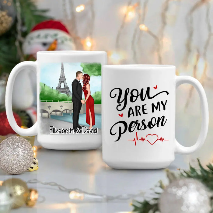 Eiffel Tower Beautiful Couple - Personalized Mug For Couples, Valentine's Day