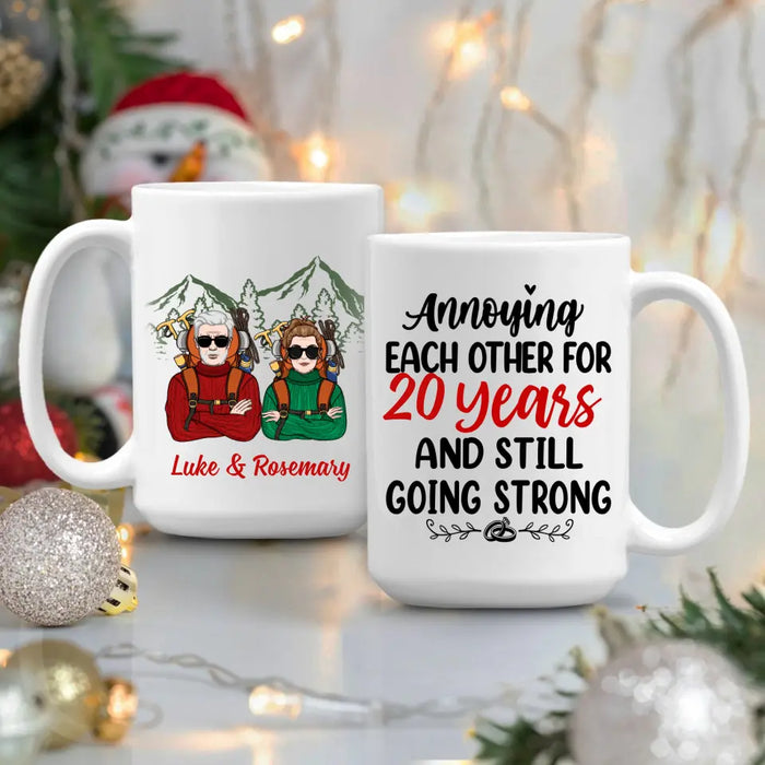 Older Couple Annoying Each Other For - Personalized Mug For Couples, Her, Him, Hiking, Anniversary