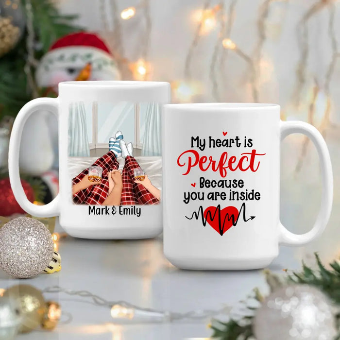 My Heart Is Perfect Because You Are Inside - Personalized Mug For Couples, Dog Lovers, Cat Lovers