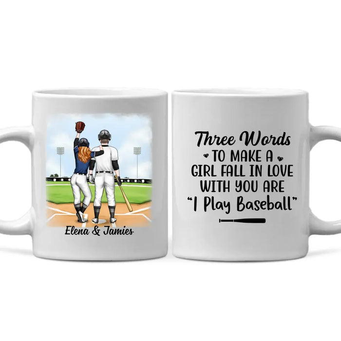 My Boyfriend Loves To Play Baseball - Personalized Mug For Couples, Him, Her, Baseball