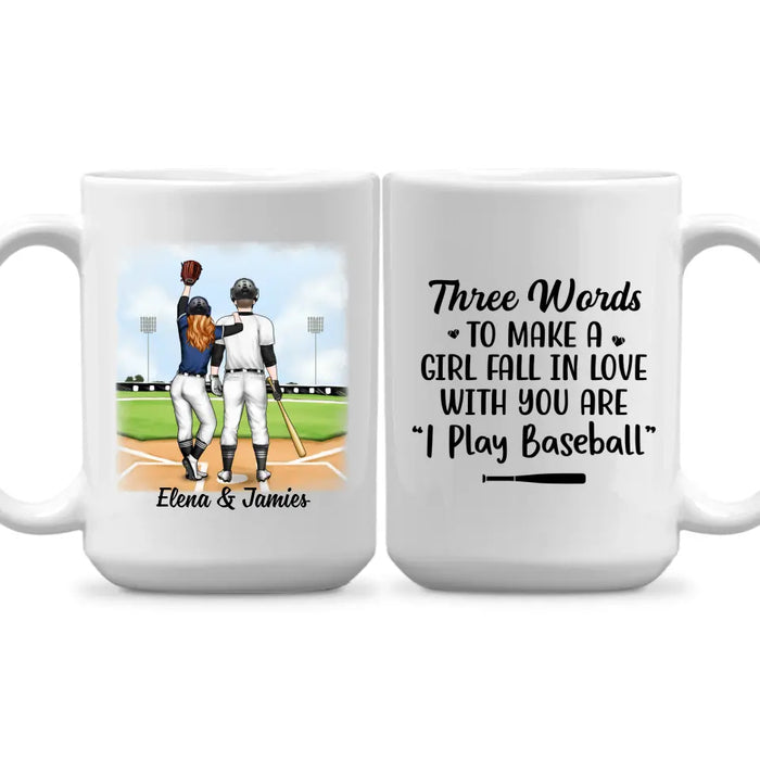 My Boyfriend Loves To Play Baseball - Personalized Mug For Couples, Him, Her, Baseball