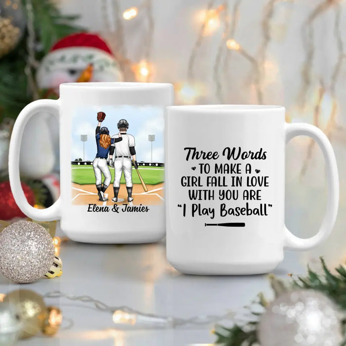 My Boyfriend Loves To Play Baseball - Personalized Mug For Couples, Him, Her, Baseball