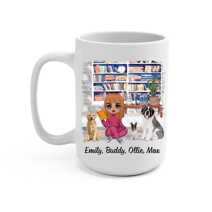 Up To 3 Dogs I Just Want To Read Books And Hang With My Dog - Personalized Mug For Her, Dog Mom, Book