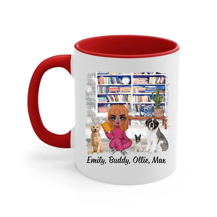 Up To 3 Dogs I Just Want To Read Books And Hang With My Dog - Personalized Mug For Her, Dog Mom, Book