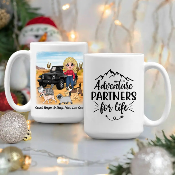 Adventure Partners For Life - Personalized Mug For Her, Cat Lovers, Chibi