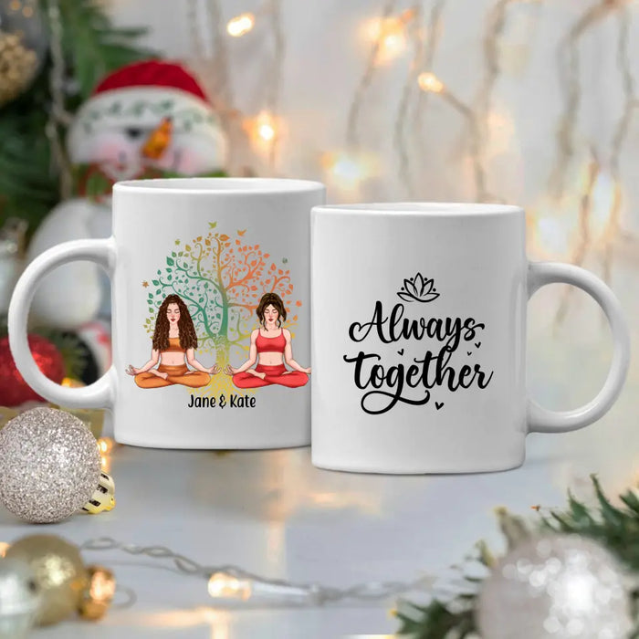 Yoga With Besties Always Together - Personalized Mug For Friends, For Her, Yoga