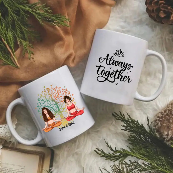 Yoga With Besties Always Together - Personalized Mug For Friends, For Her, Yoga