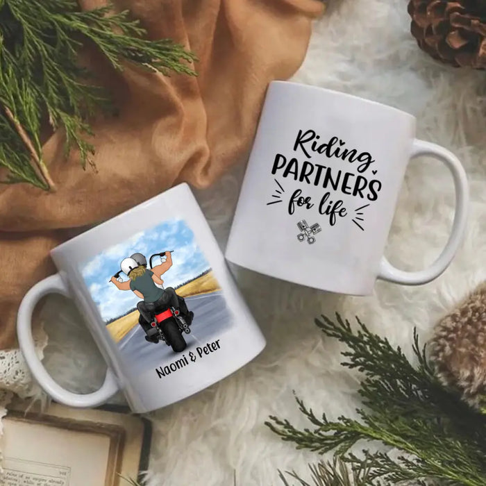 Couple & Friends On Motorcycle - Personalized Mug For Couples, Friends, Him, Her, Motorcycle Lovers