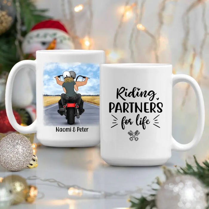 Couple & Friends On Motorcycle - Personalized Mug For Couples, Friends, Him, Her, Motorcycle Lovers