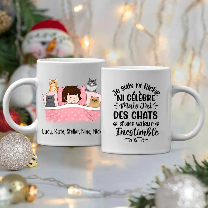 Je Suis Ni Riche Ni Célèbre Mais J'ai Des Chats - Personalized Mug For Him, Her, Cat Lovers