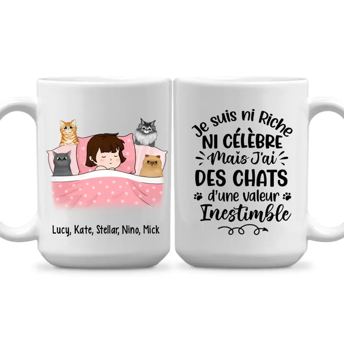 Je Suis Ni Riche Ni Célèbre Mais J'ai Des Chats - Personalized Mug For Him, Her, Cat Lovers