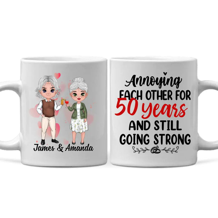 Chibi Older Couple Annoying Each Other For - Personalized Mug For Couples, Her, Him, Anniversary