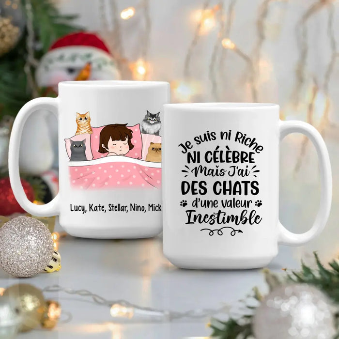 Je Suis Ni Riche Ni Célèbre Mais J'ai Des Chats - Personalized Mug For Him, Her, Cat Lovers