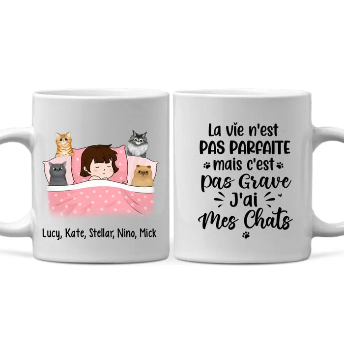 La Vie N'est Pas Parfaite Mais C'est Pas Grave J'ai Mes Chats - Personalized Mug For Him, Her, Cat Lovers