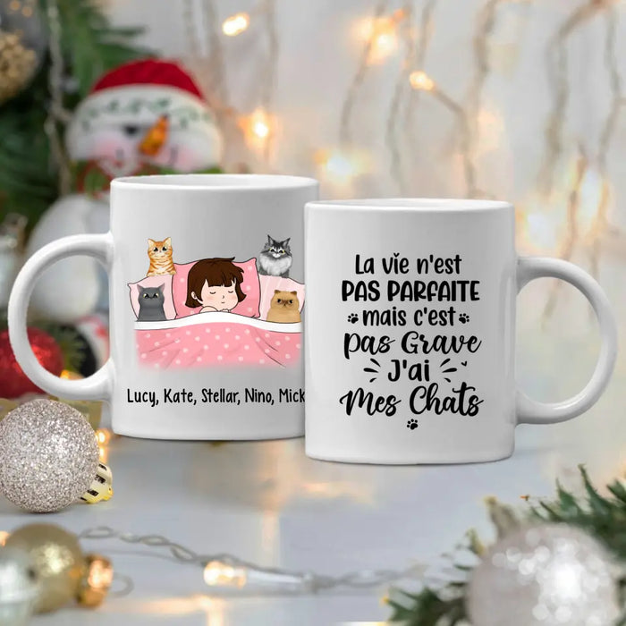 La Vie N'est Pas Parfaite Mais C'est Pas Grave J'ai Mes Chats - Personalized Mug For Him, Her, Cat Lovers